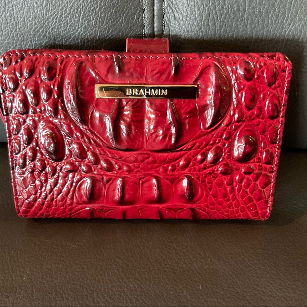 Brahmin Crimson Croc Embossed Clutch
